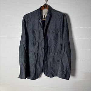 Banana Republic Heritage Collection Dark Denim Zip/Button Blazer Jacket Sz 44L